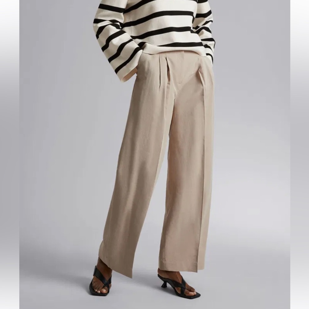 & other stories cream tailored high waist trousers